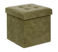 Pouf coffre pliable capitonne ""Lysandre"" Atmosphera - 37 8x37 8x37 8 - Kaki