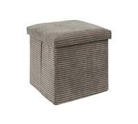 Home Deco Factory - Coffre pouf pliable Scott côtelé - 38x38x38 cm, hauteur assise 38 cm - Taupe