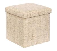 Pouf Coffre Pliable effet naturel 38x38cm OLMA Crème - Atmosphera Créateur d'intérieur