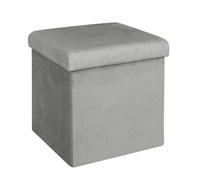HOME DECO FACTORY - Coffre Pouf Pliable en Velours Côtelé - Rangement Pratique et Confortable - Design Moderne pour Salon ou Chambre - 38 x 38 x 38 cm - Gris Souris - Modèle Giulia