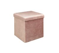 - Pouf coffre pliable en velours design Giulia - L. 38 x H. 38 cm - Rose - Giulia