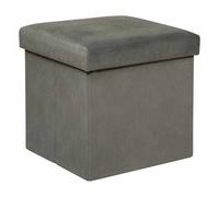 Atmosphera – Pouf pliant Lilou en velours 38x38 cm gris