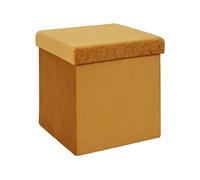Home Deco Factory – Coffre pouf pliable HD7402 Rétro – Assise et rangement 38×38×38 cm – Moutarde