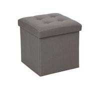 Pouf coffre pliable Lysandre - L. 38 x H. 38 cm - Gris