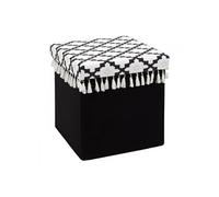 Pouf-Coffre Pliable Noir Motif Géométrique - MINECRAFT -