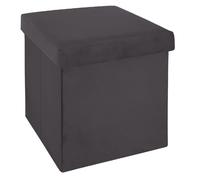 Pouf coffre pliable velours Tess - L. 38 x H. 38 cm - Gris trend