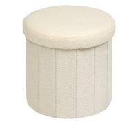 Pouf Coffre Pliant Bouclette "Fink" 38cm Blanc
