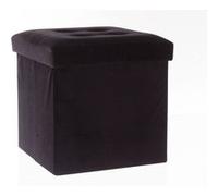 Atmosphera Pouf en velours coffre - Noir