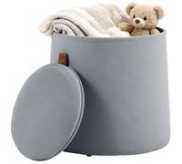 Pouf coffre rangement - HOMCOM - couvercle réversible - en tissu velours givré - charge 150 Kg - Ø 44 x 47,5 cm - gris