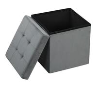 Pouf coffre rangement - HOMCOM - pliable - 37,6 L - en tissu velours - charge 120 Kg - 38 x 38 x 38 cm - gris