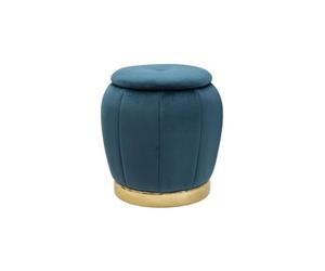 Pouf Coffre Rangement "Paris" 43cm Bleu & Or