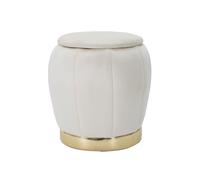 Mauro Ferretti Pouf-coffre Paris rond 43 cm Crème et Or