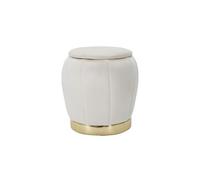 Mauro Ferretti Pouf-coffre Paris rond 43 cm Crème et Or