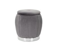 Pouf Coffre Rangement "Paris" Gris Foncé & Argent