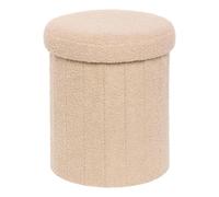 Atmosphera Créateur d'intérieur - Pouf Coffre Rond Bouclette "Jaiko" 38cm Beige Beige
