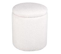 Pouf Coffre Tissu Bouclette "Limpen" 40cm Blanc