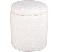 Pouf Coffre Tissu Bouclette "Limpen" 40cm Blanc Blanc G