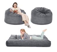 Pouf convertible - LUNSY - Convertible 2 en 1 - Matelas 150x200 cm - Velours côtelé doux - Mousse à mémoire de forme