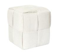 Pouf côtelé rectangulaire 36x38x36 cm collection MOANA blanc