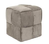 Pouf côtelé rectangulaire 36x38x36 cm collection MOANA gris taupe