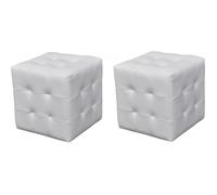 vidaXL 2X Pouf Cube Capitonné Bout de Canapé Tabouret Repose-Pied Chambre