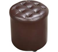 Pouf Cube Rembourré en Cuir, Repose-Pieds Carré en Bois Massif, Table Basse De Salon, Petite, D