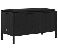 Pouf de Jardin avec oreiller Noir 80 x 38 x 45 cm Rotin PE
