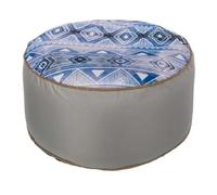Pouf De Jardin - Ethnique - Gonflable - Bleu - 55 X 55 X 25 Cm - Léger Et Idéal Pour L'extérieur Multicolore