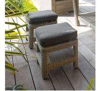 Pouf de jardin ""Polynésia"" havane en aluminium traité époxy - Hespéride