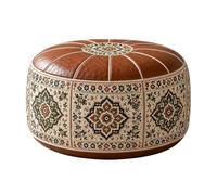Pouf de rangement - 53 cm imperméable en cuir synthétique non rembourré | Housse de rangement pour vêtements - Motif marocain - Résistant - Pour le salon