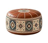 Pouf de rangement - 53 cm imperméable en cuir synthétique non rembourré | Housse de rangement pour vêtements - Motif marocain - Résistant - Pour le salon