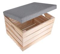 Pouf de rangement - CREATIVE DECO - Bois Brut - 50 x 40 x 35 cm - Intérieur