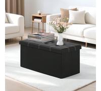 Pouf de rangement en cuir pliable avec double fente, matériau en cuir pour un rangement facile, grande capacité de charge, convient pour s'asseoir, banc de rangement pour canapé et chaussures, banc de