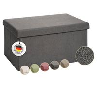 Pouf de rangement enfant - Avec coffre de rangement - Tissu polaire doux - Anthracite - 76 x 38 cm