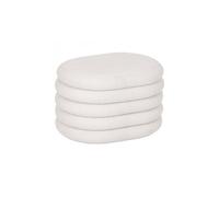 Pouf de rangement ovale en tissu bouclette, coloris blanc - Longueur 59 x Profondeur 45 x Hauteur 40 cm - -