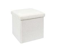 - Pouf de rangement pliable effet côtelé - Beige