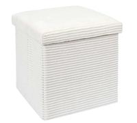 Pouf de rangement pliable effet côtelé - Beige