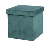 Pouf de rangement pliable en velours côtelé ""Kube"" - Vert - L 76 x P 37,5 x H 37,5 c