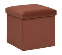 Pouf de rangement pliable en velours - Terracotta