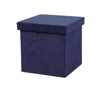 Pouf de rangement pliable Kube en velours côtelé - Bleu