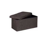 Relaxdays Pouf de rangement pliant – Coffre et repose-pieds en lin, 38 x 76 x 38 cm, marron