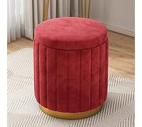 Pouf de rangement rond en peluche avec base dorée - Repose-pieds doux de grande capacité et chaise de coiffeuse pour une décoration d'intérieur élégante