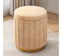 Pouf de rangement rond en peluche avec base dorée - Repose-pieds doux de grande capacité et chaise de coiffeuse pour une décoration d'intérieur élégante