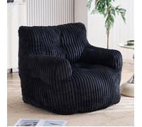 Pouf de Sol Géant en Velours Côtelé avec Mousse HR - Fauteuil Bean Bag sans Montage - Coussin de Sol pour Gain de Place - Noir