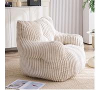 Pouf de Sol Géant en Velours Côtelé avec Mousse HR - Fauteuil Bean Bag sans Montage - Coussin de Sol pour Gain de Place - Beige