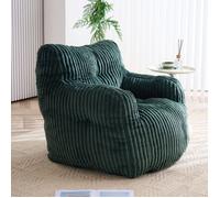 Pouf de Sol Géant en Velours Côtelé avec Mousse HR - Fauteuil Bean Bag sans Montage - Coussin de Sol pour Gain de Place - Vert