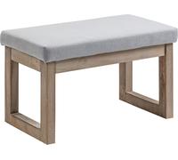 Pouf de style scandinave, repose-pied, dimensions : 68 cm x 38 cm x 42 cm, couleur : gris et naturel