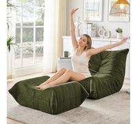 Pouf de table vert avec dossier - Pas de montage nécessaire - Parfait pour le salon, la chambre à coucher ou le bureau.