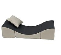 Velinda Pouf dépliant, Fauteuil 3 en 1: Pouf, Chaise Longue, Table pour Enfants (Couleur: Gris-Beige)