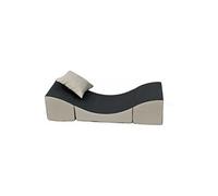 Pouf dépliant, fauteuil 3 en 1: pouf, chaise longue, table pour enfants gris-beige